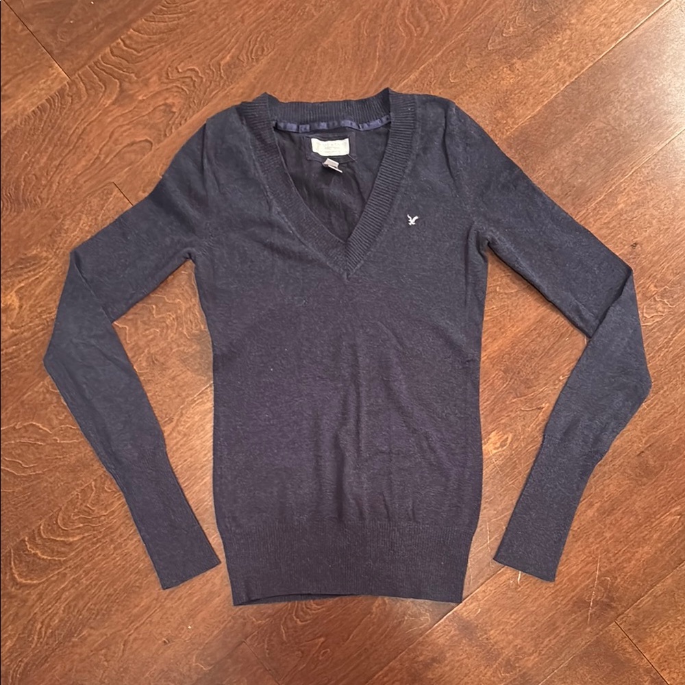 Women's Navy V-Neck Sweater